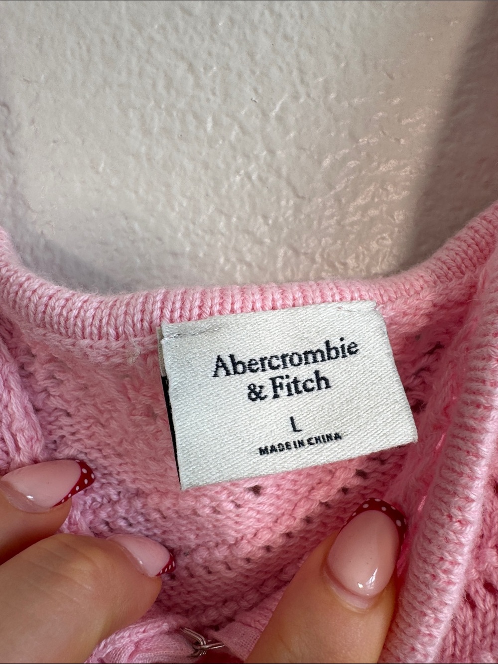 Abercrombie & Fitch Crochet Style Sweater Tank in Pink - L - Picture 4 of 4